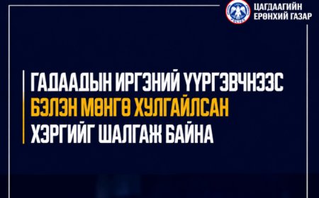 Гадаадын иргэний үүргэвчнээс бэлэн мөнгө хулгайлсан хэргийг шалгаж байна